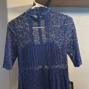 NWT Express lace midi dress, navy blue